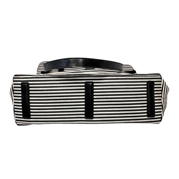 FOSSIL Kinley Shopper Black White Striped Shoulder Bag Tote Purse - Picture 12 of 16